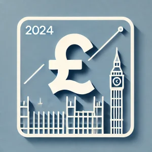 Dall·e 2024 11 05 15.07.38 A Simple, Square Image Illustrating The 2024 Uk Budget Announcement. It Features A Minimalist Outline Of London's Iconic Parliament Building, With A B